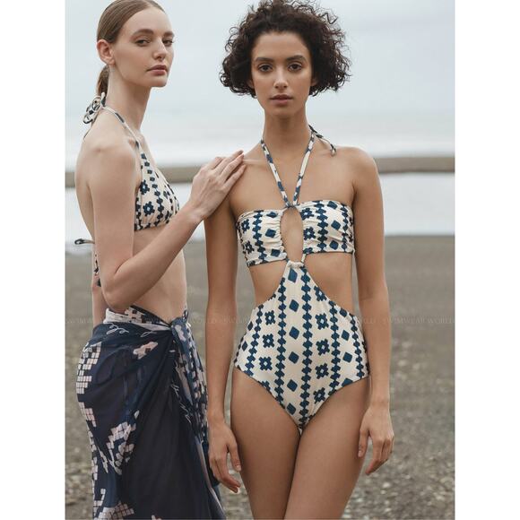 New Anthropologie Encantadore Leti Blueguer Geo One-Piece Swimsuit $160 SMALL - Picture 4 of 6